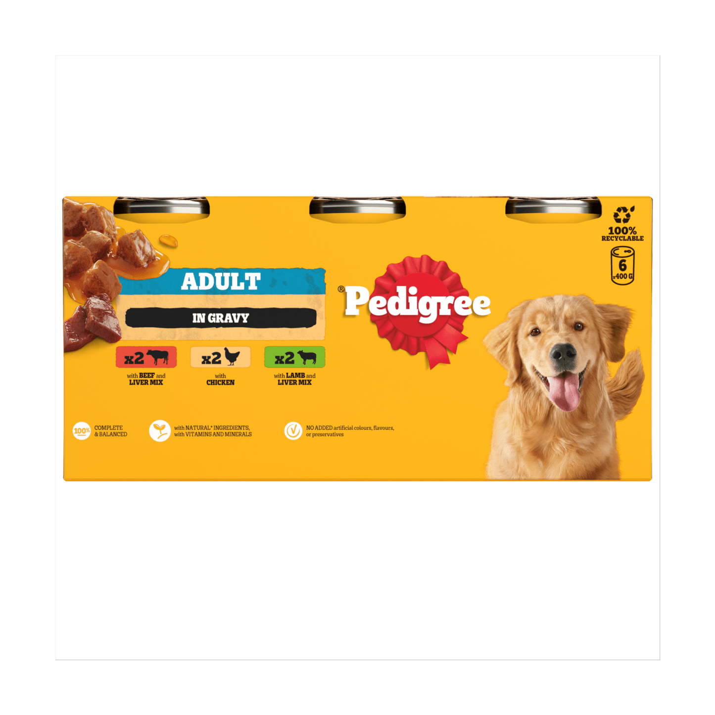 PEDIGREE® Adult Wet Dog Food Mixed Selection in Gravy 6 x 400g Can - UK Food & Drink - 5000166061643