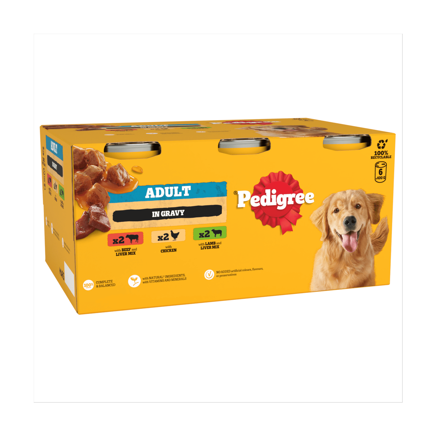 PEDIGREE® Adult Wet Dog Food Mixed Selection in Gravy 6 x 400g Can - UK Food & Drink - 5000166061643