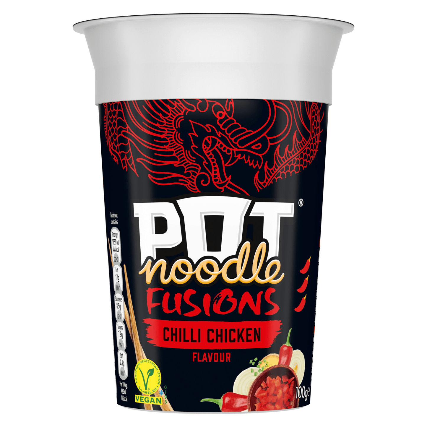 Pot Noodle Fusions Instant Snack Chilli Chicken 100 g - UK Food & Drink - 8720182064387