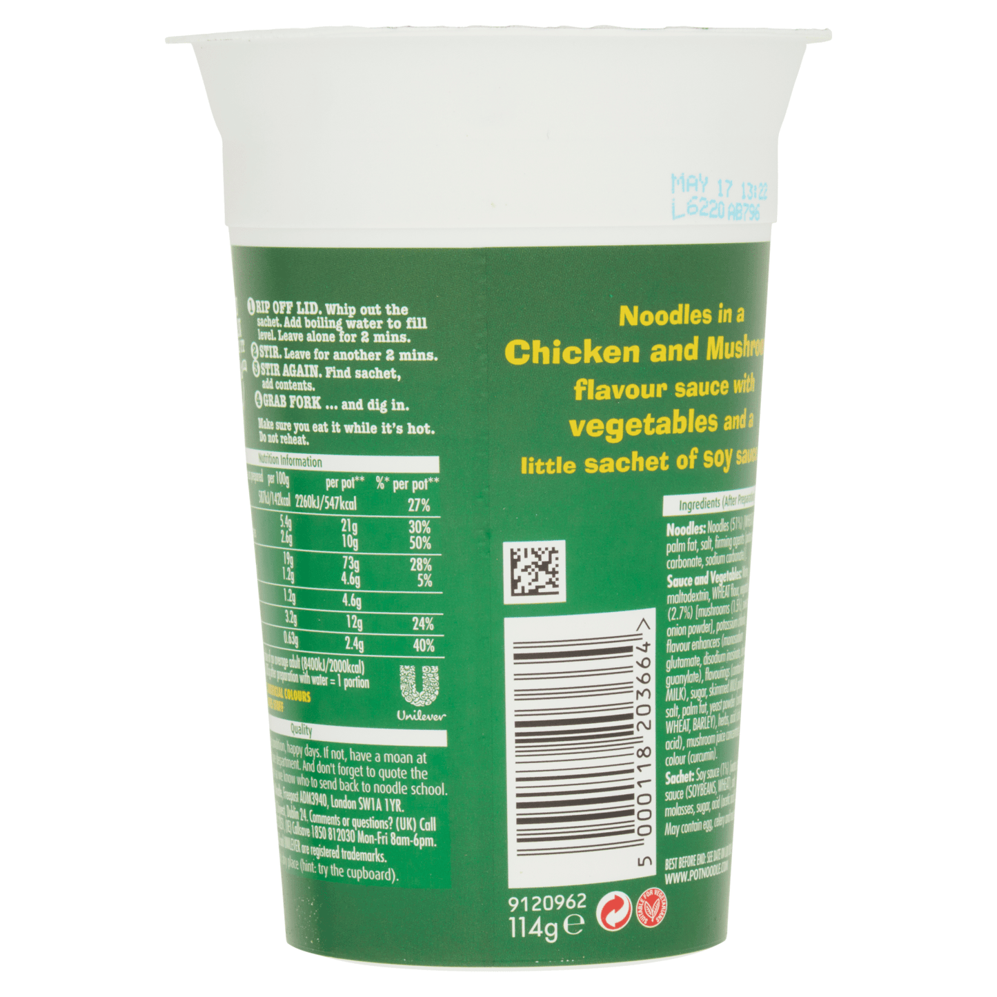 Pot Noodle King Chicken & Mushroom Flavour 114g - UK Food & Drink - 5000118203664