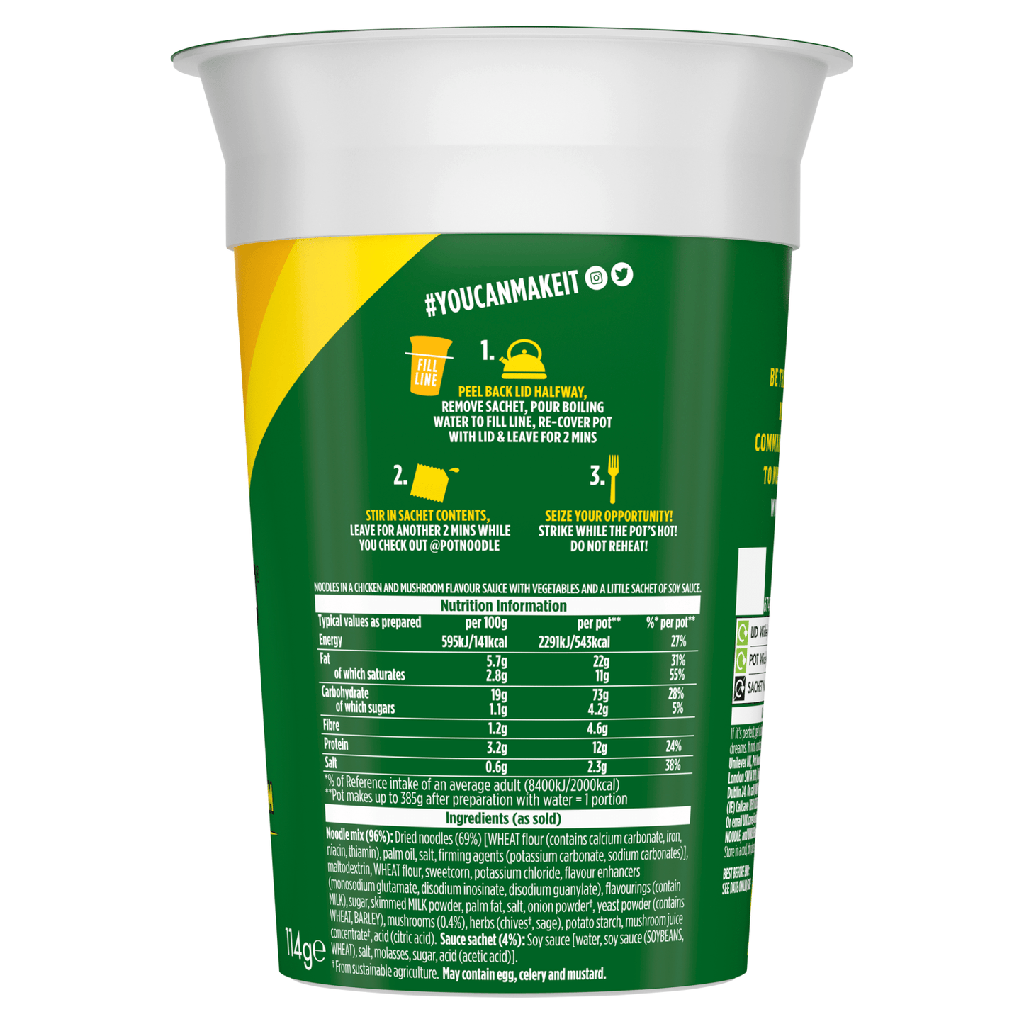 Pot Noodle King Chicken & Mushroom Flavour 114g - UK Food & Drink - 5000118203664
