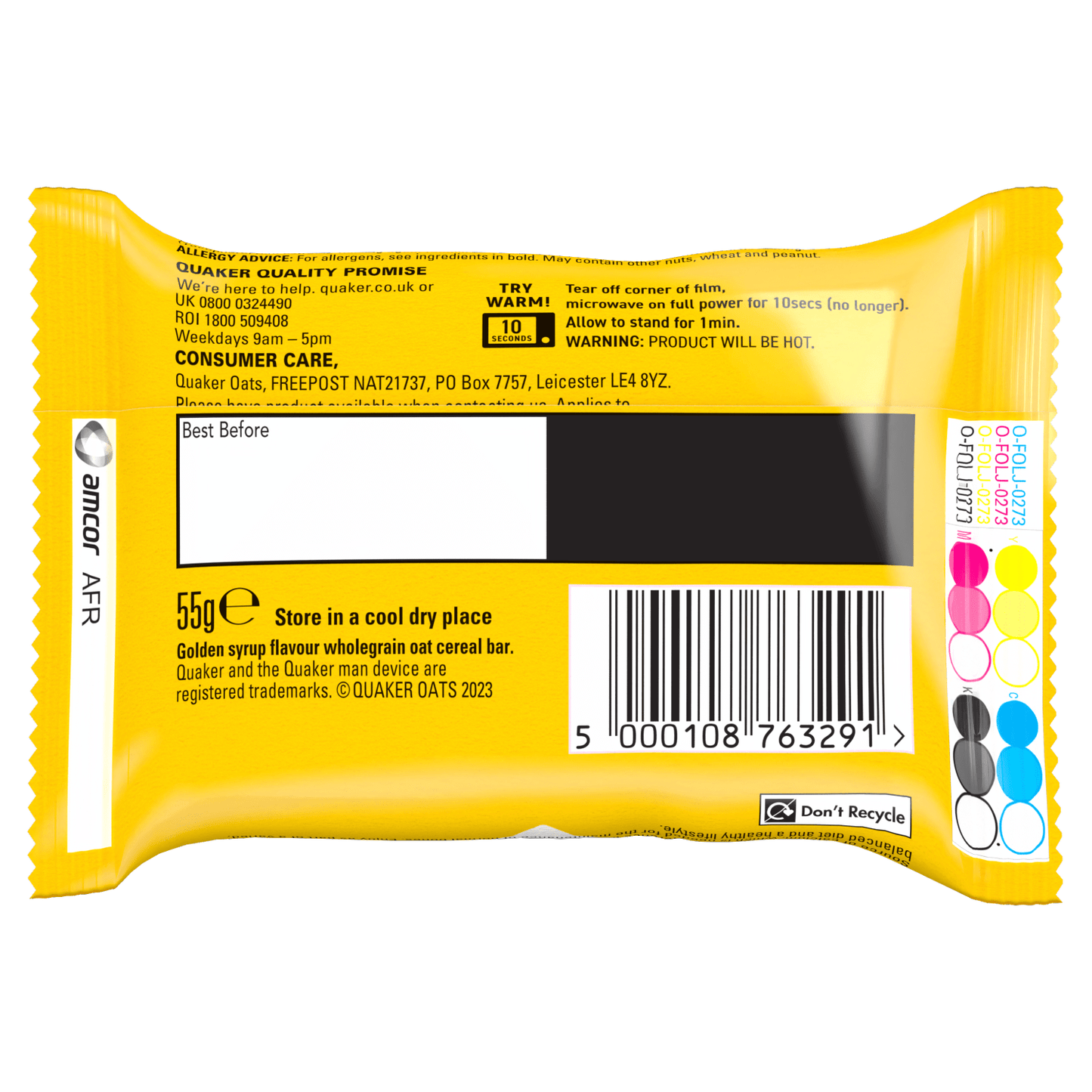 Quaker Porridge To Go Golden Syrup Breakfast Bar 55g - UK Food & Drink - 5000108763291