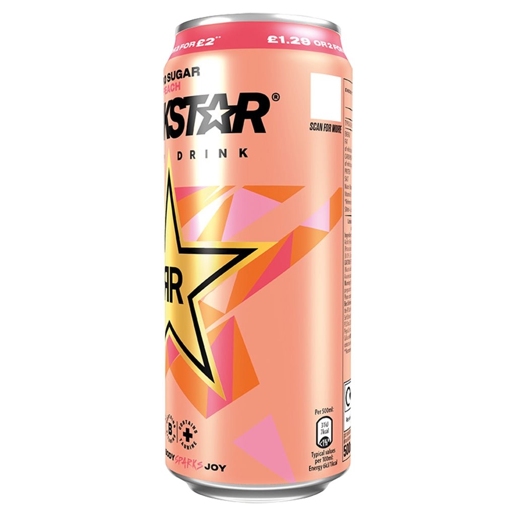 Rockstar Peach Energy Drink 500ml - UK Food & Drink - 4062139019168