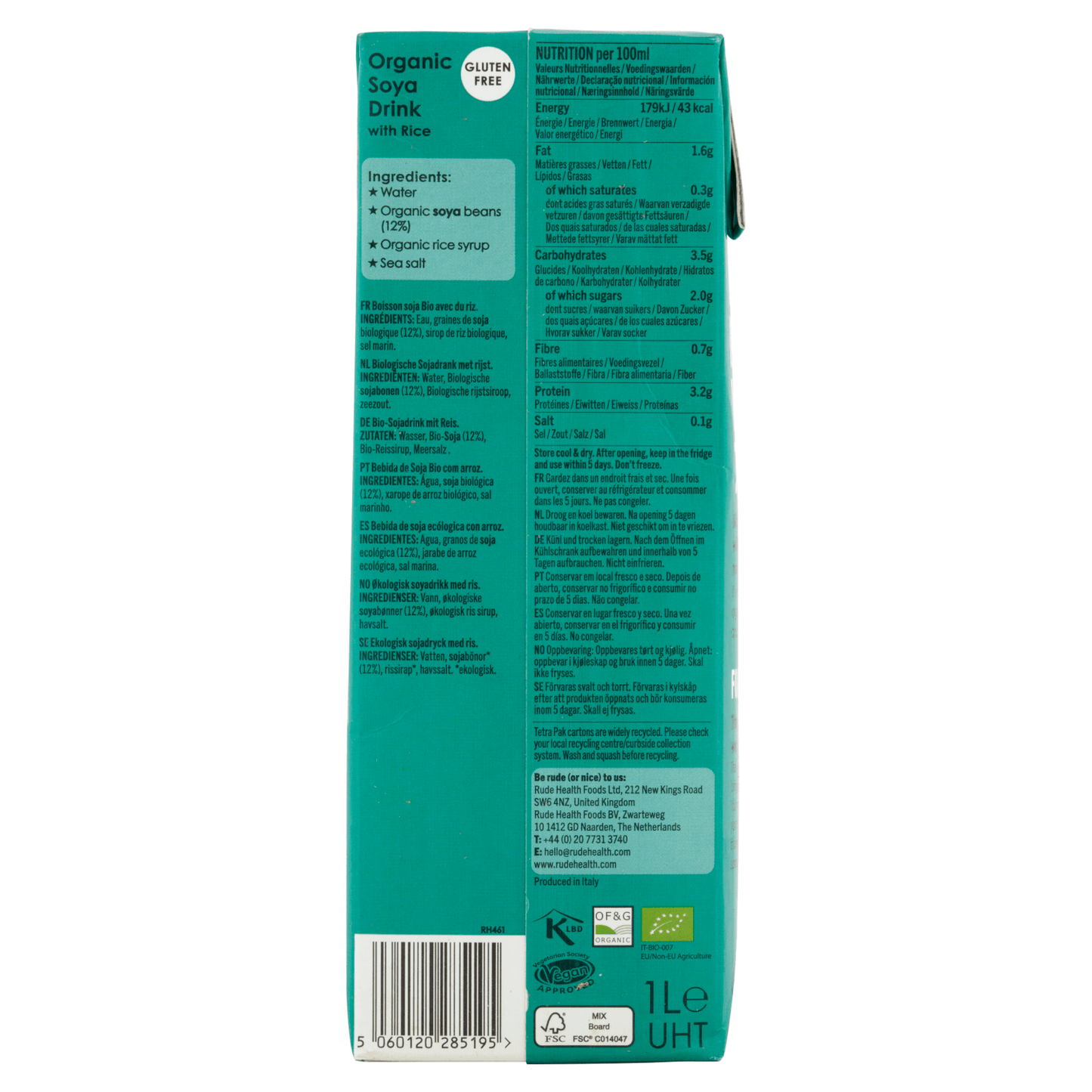 Rude Health Barista Soya Organic 1L - UK Food & Drink - 5060120285195