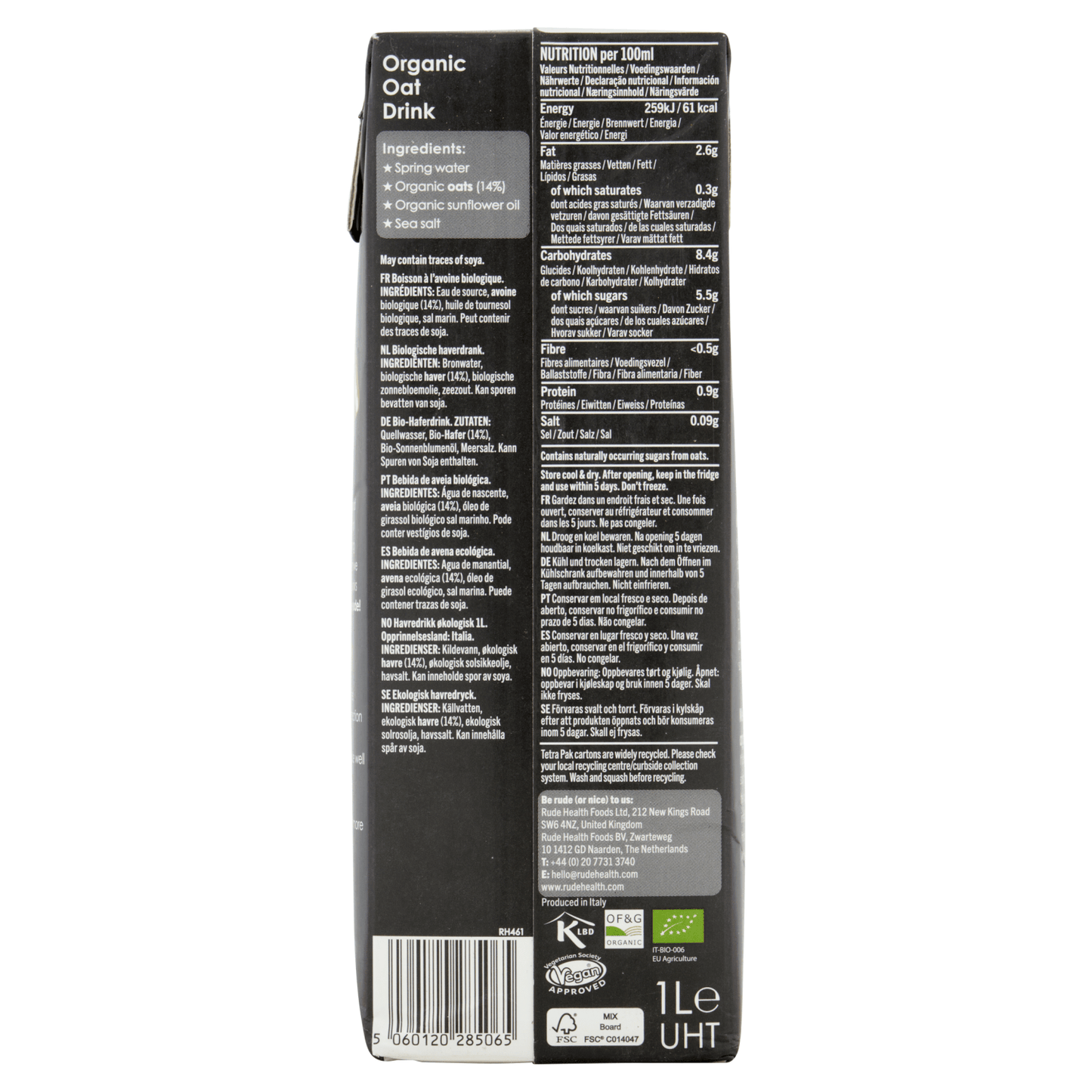 Rude Health Organic Barista Oat 1L - UK Food & Drink - 5060120285065