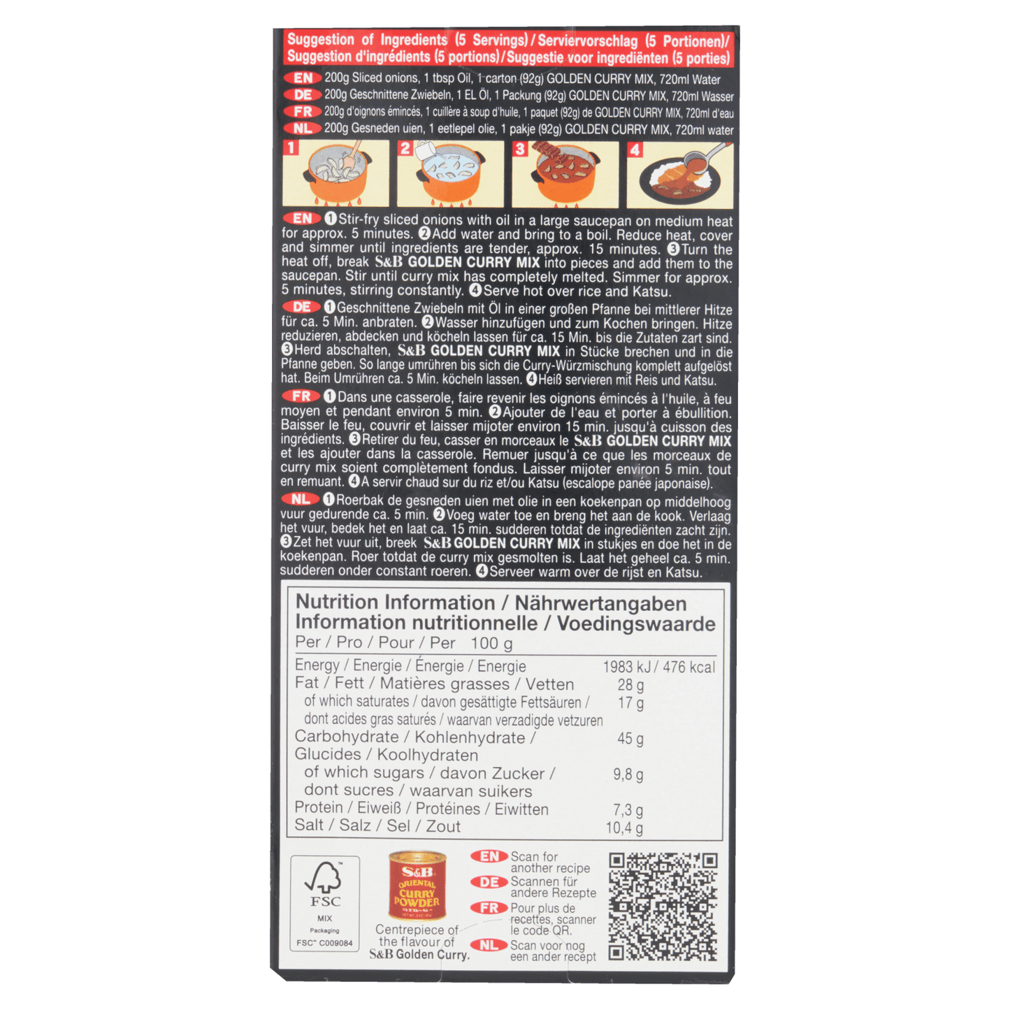 S&B Golden Curry Japanese Curry Mix 92g - UK Food & Drink - 4901002075354