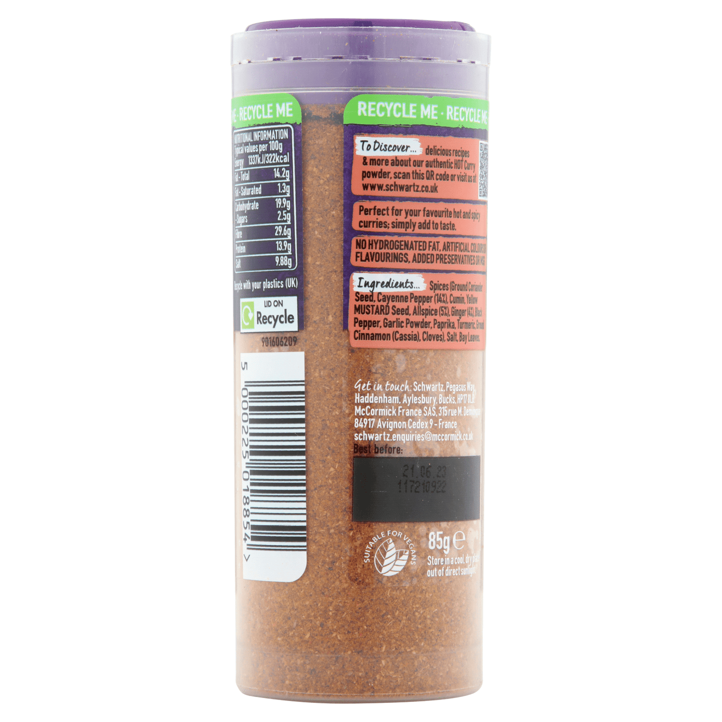 Schwartz Hot Curry Powder 85g - UK Food & Drink - 5000225018854