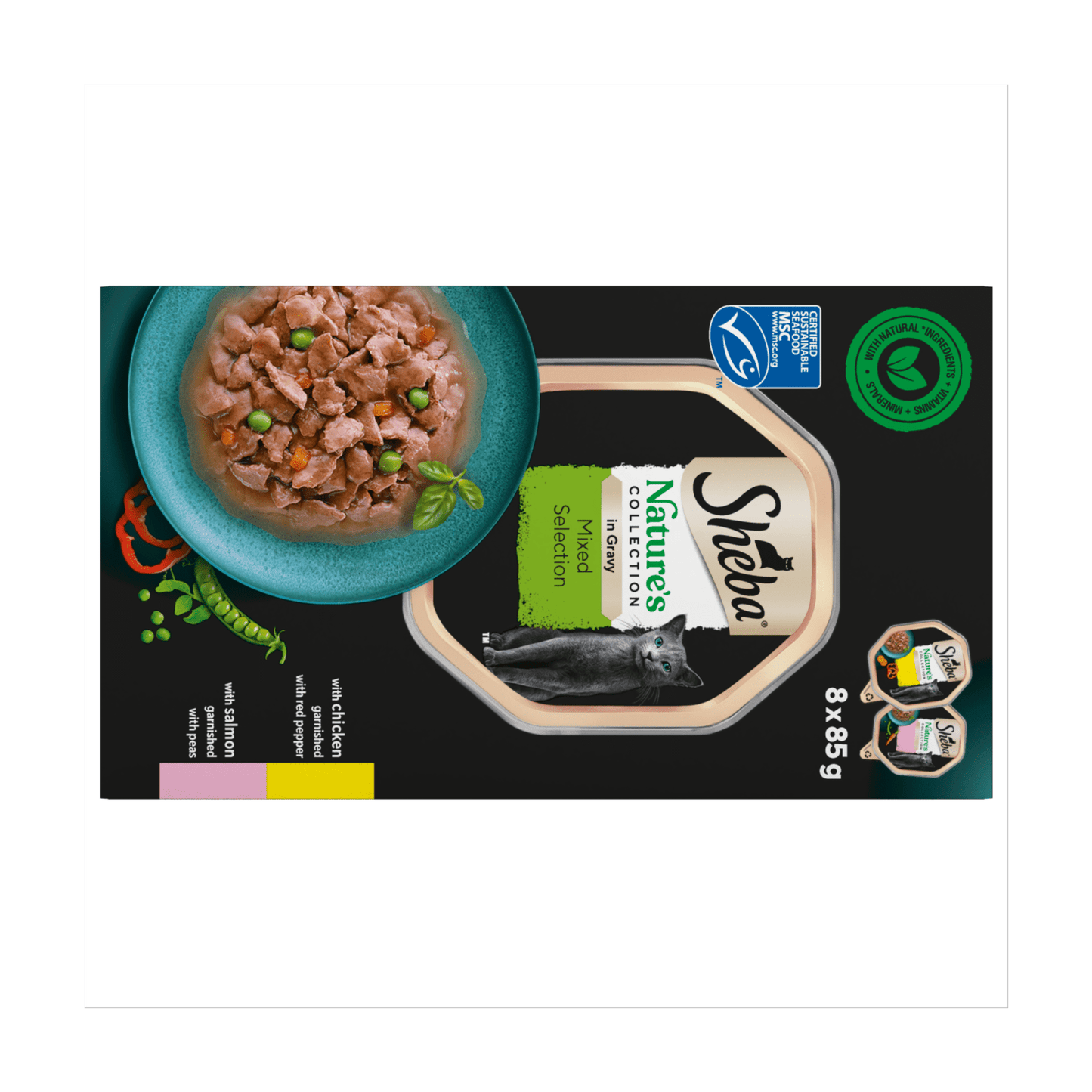 Sheba Nature's Collection Adult Cat Food Tray Mixed Selection in Gravy 8 x 85g - UK Food & Drink - 3065890149892