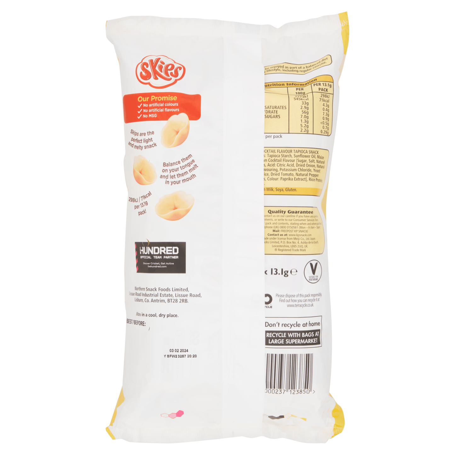 Skips Light & Melty Prawn Cocktail Flavour 6 x 13.1g - UK Food & Drink - 5000237123850