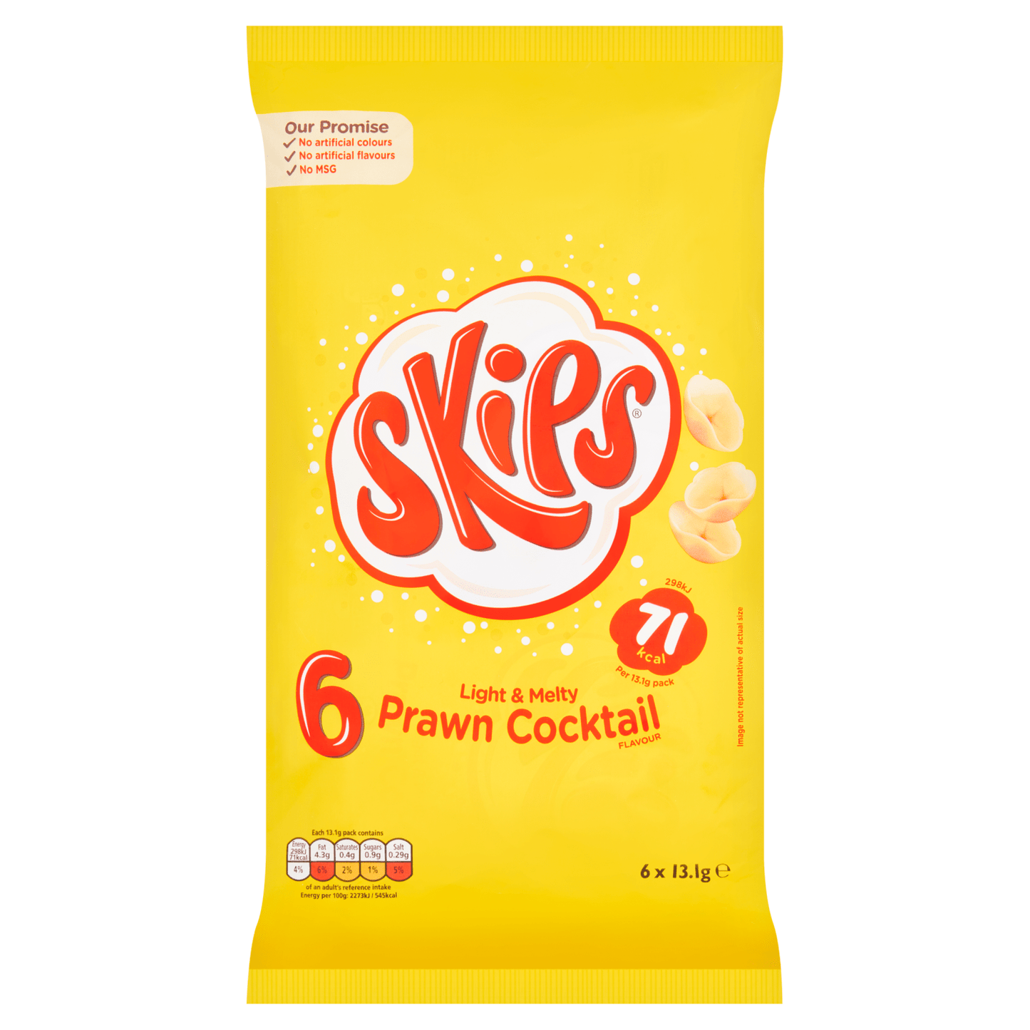 Skips Light & Melty Prawn Cocktail Flavour 6 x 13.1g - UK Food & Drink - 5000237123850