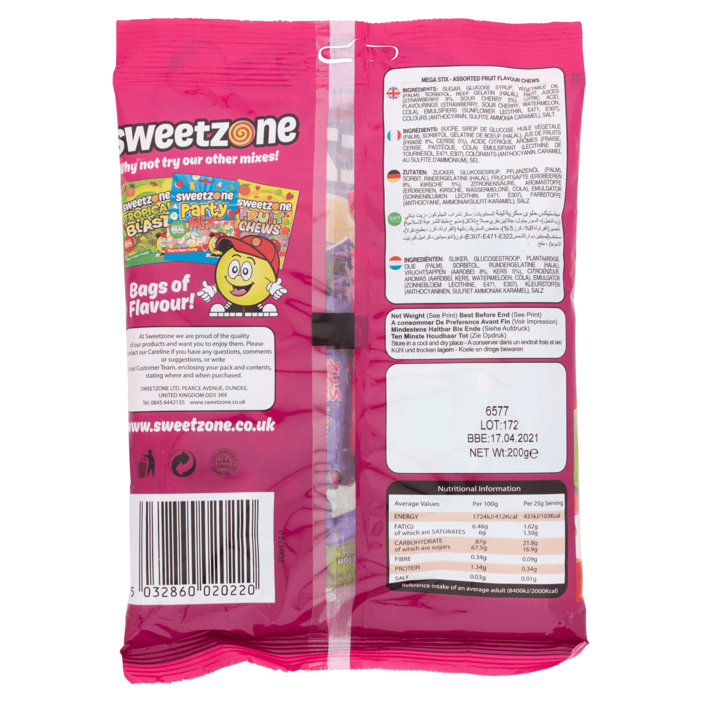 Sweetzone Mega Stix 200g - UK Food & Drink - 5032860020220