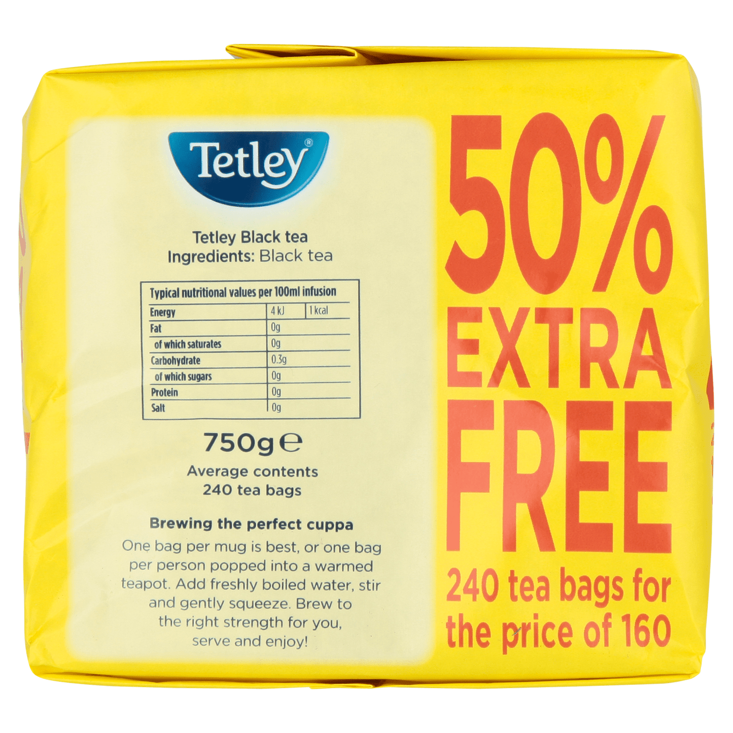 Tetley 240 Original Tea Bags 750g - UK Food & Drink - 5000208004959