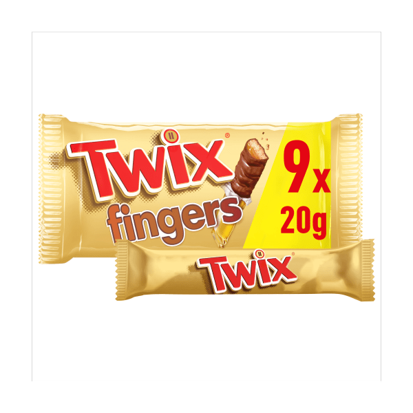 Twix Caramel & Milk Chocolate Fingers Biscuit Snack Bars Multipack 9x20g - UK Food & Drink - 5000159557696