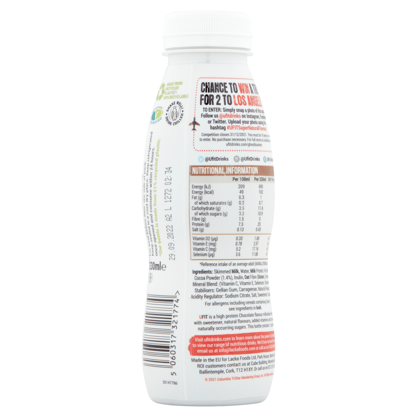 UFIT Chocolate Flavour High Protein Milkshake 330ml - UK Food & Drink - 5060317321774