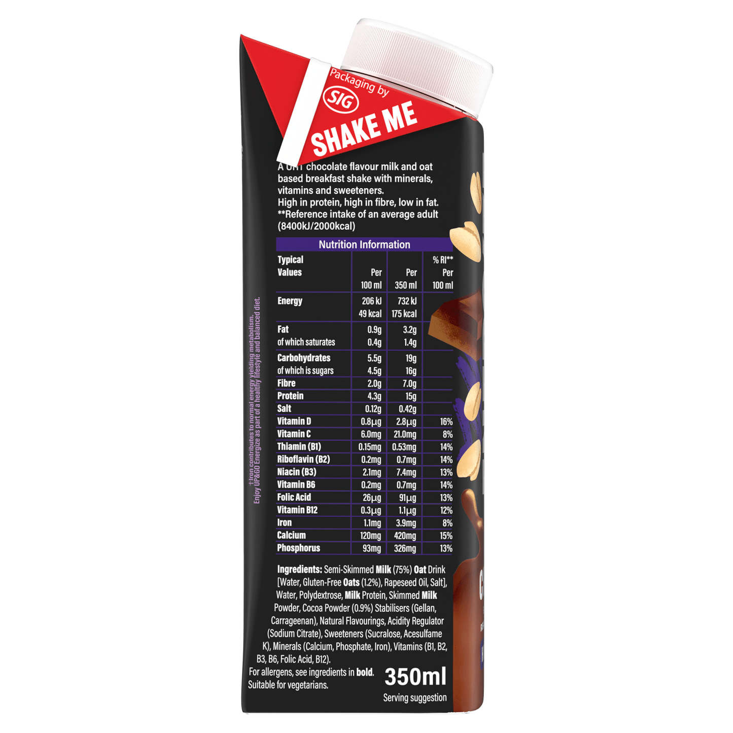Up & Go Energize Chocolate Protein Shake 350ml - UK Food & Drink - 5060406462562