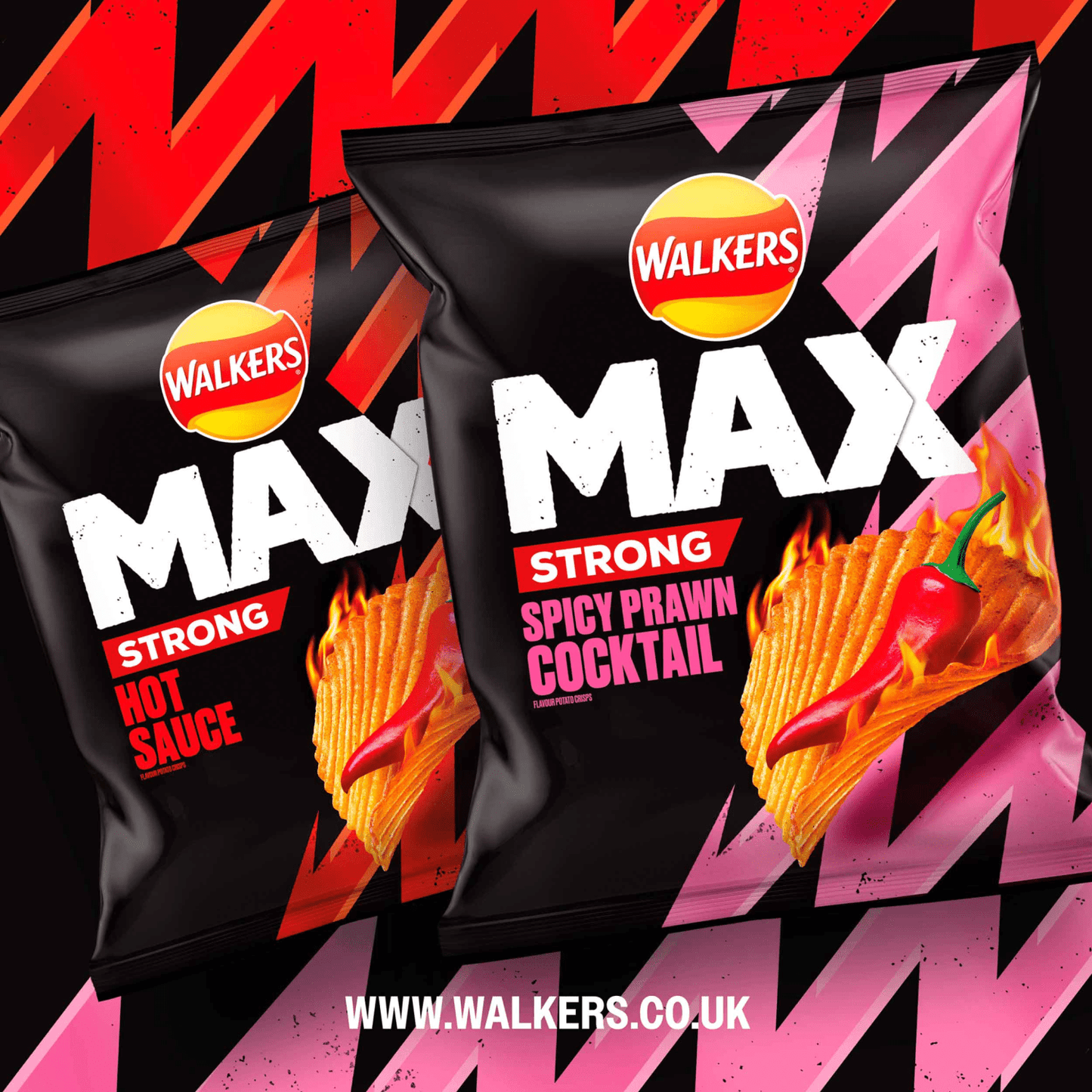 Walkers Max Strong Spicy Prawn Cocktail Grab Bag Crisps 50g - UK Food & Drink - 5000328015460