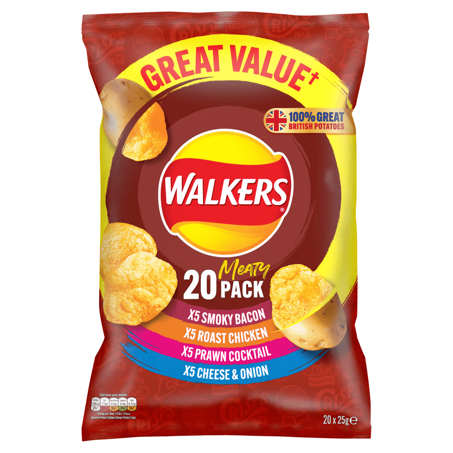 Walkers Meaty Pack 20 x 25g - UK Food & Drink - 5000328019970