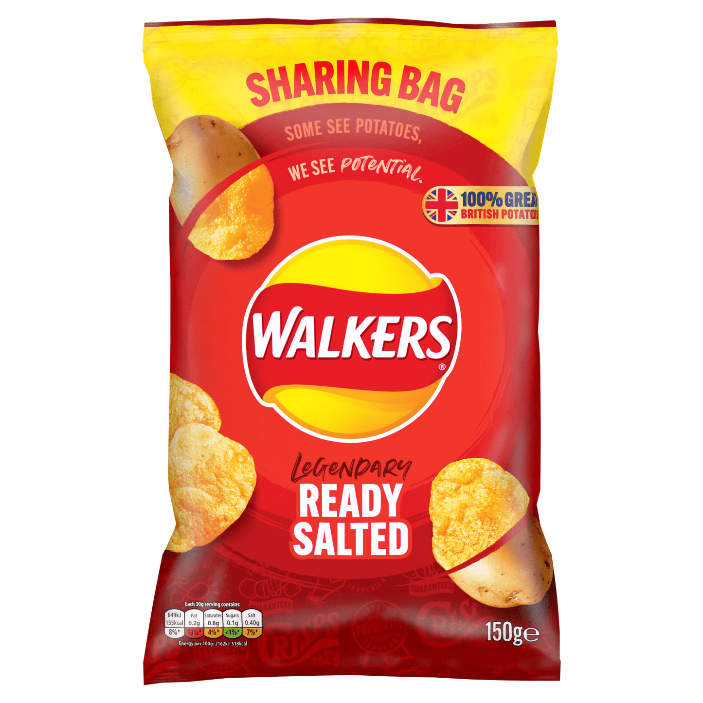 Walkers Ready Salted Sharing Crisps 150g - UK Food & Drink - 5000328013589
