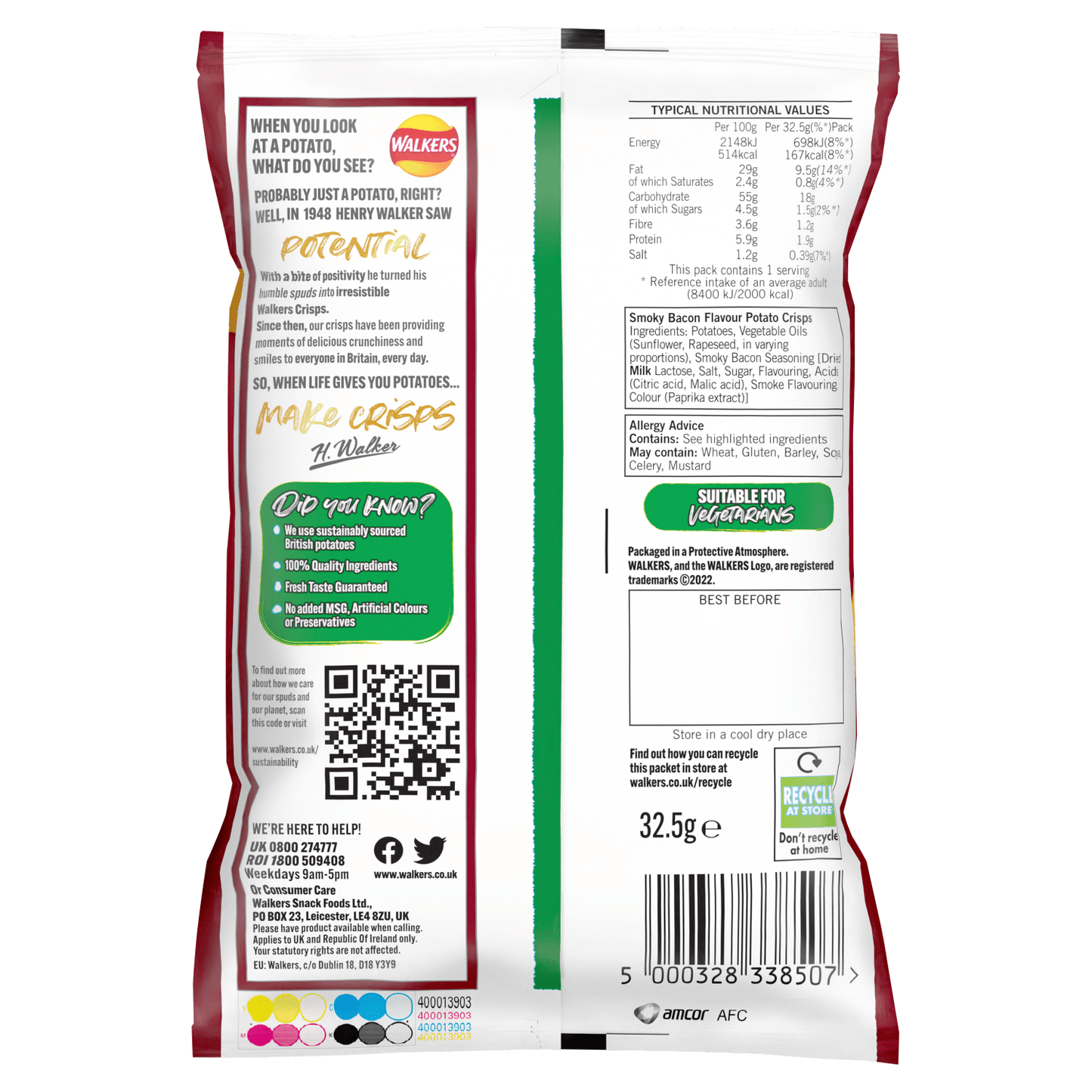 Walkers Smoky Bacon Crisps 32.5g - UK Food & Drink - 5000328338507