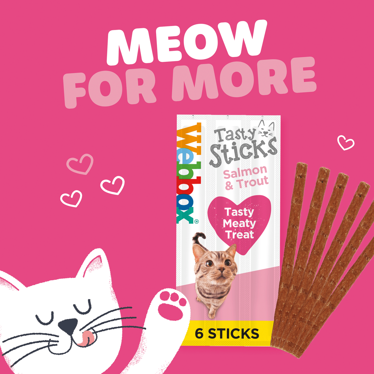 Webbox Tasty Sticks with Salmon & Trout 6 Semi - Moist Tasty Treats 30g - UK Food & Drink - 5012144400405