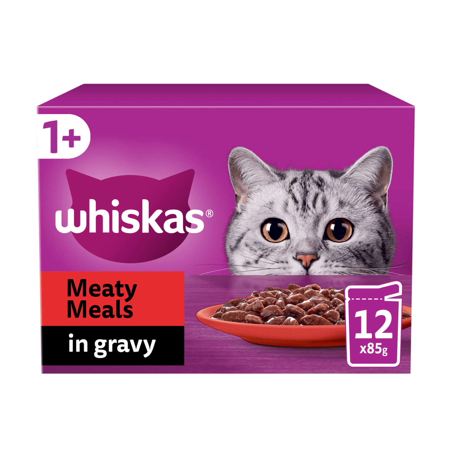 Whiskas 1+ Meaty Meals in Gravy 12 x 85g (1.02kg) - UK Food & Drink - 5000166157377