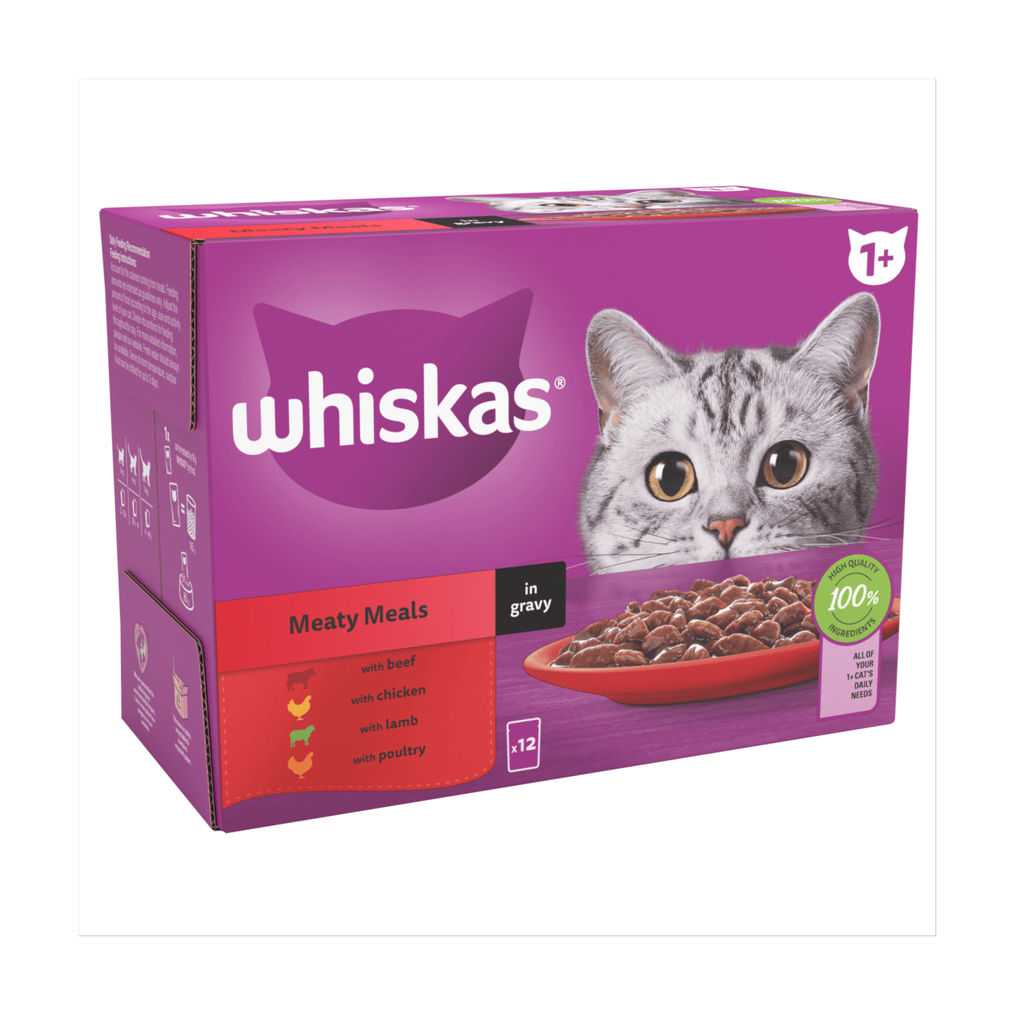 Whiskas 1+ Meaty Meals in Gravy 12 x 85g (1.02kg) - UK Food & Drink - 5000166157377