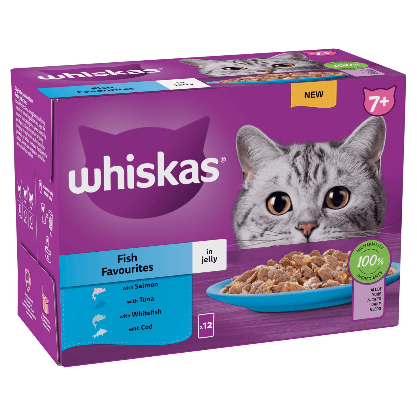 Whiskas 7+ Fish Favourites in Jelly 12 x 85g (1.02kg) - UK Food & Drink - 5000166157414
