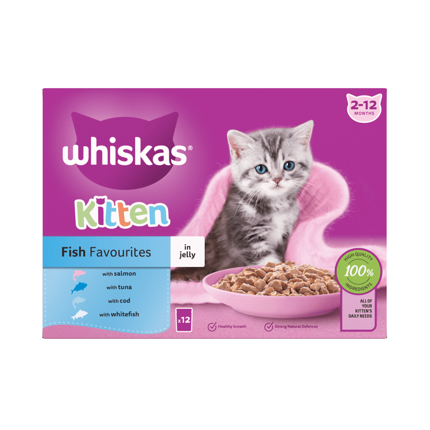 Whiskas Kitten Fish Favourites Wet Cat Food Pouches in Jelly 12 x 85g - UK Food & Drink - 5000166157476