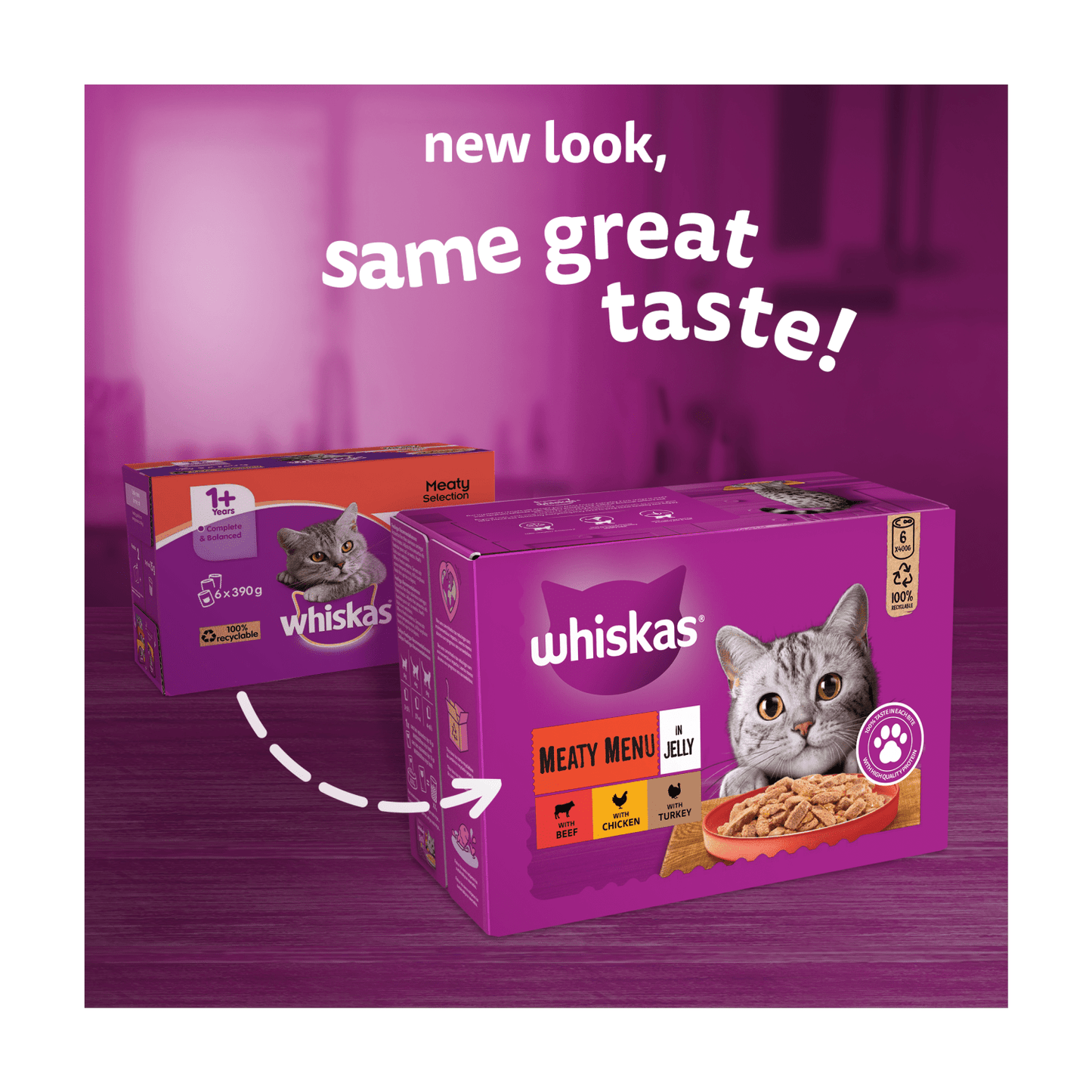 Whiskas Meaty Menu Adult Wet Cat Food in Jelly Tin 6 x 400g - UK Food & Drink - 5000166157810