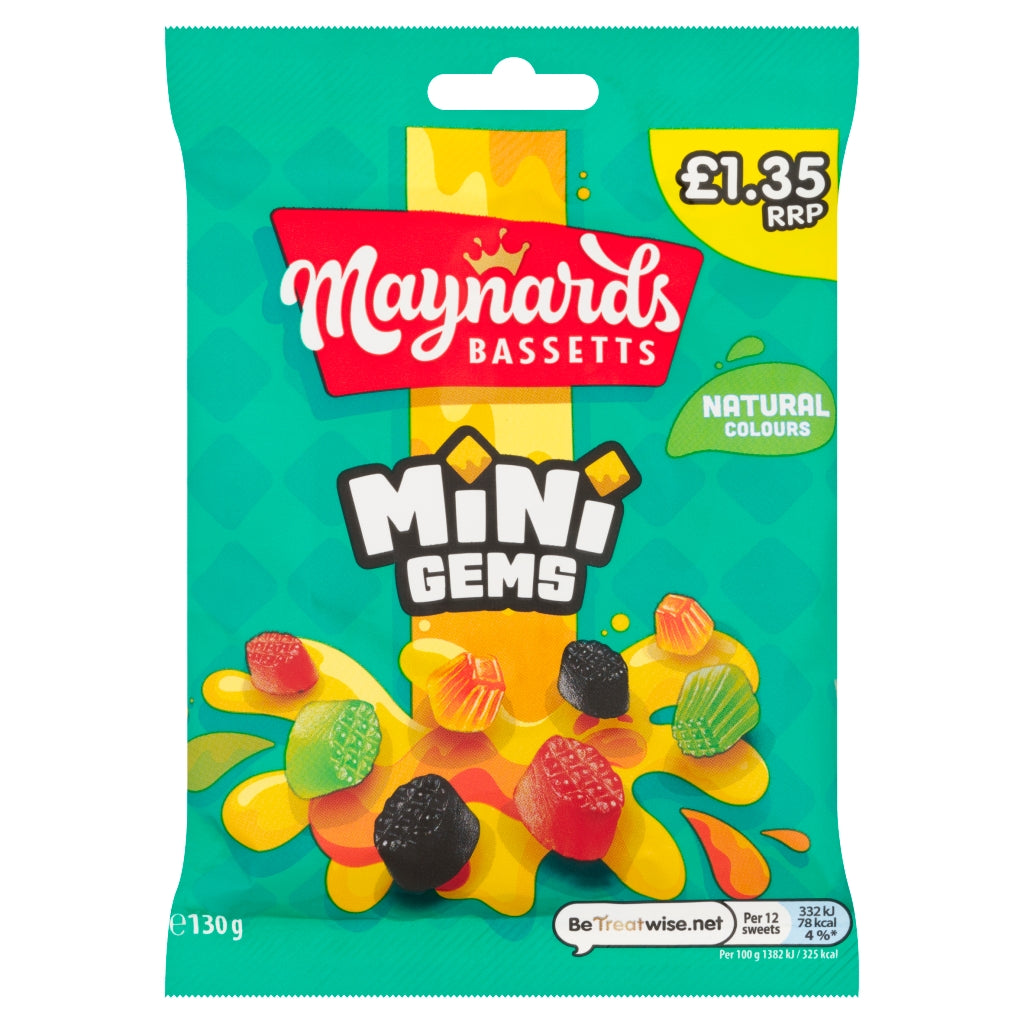 Maynards Bassetts Mini Gems Pm £1.35 130g