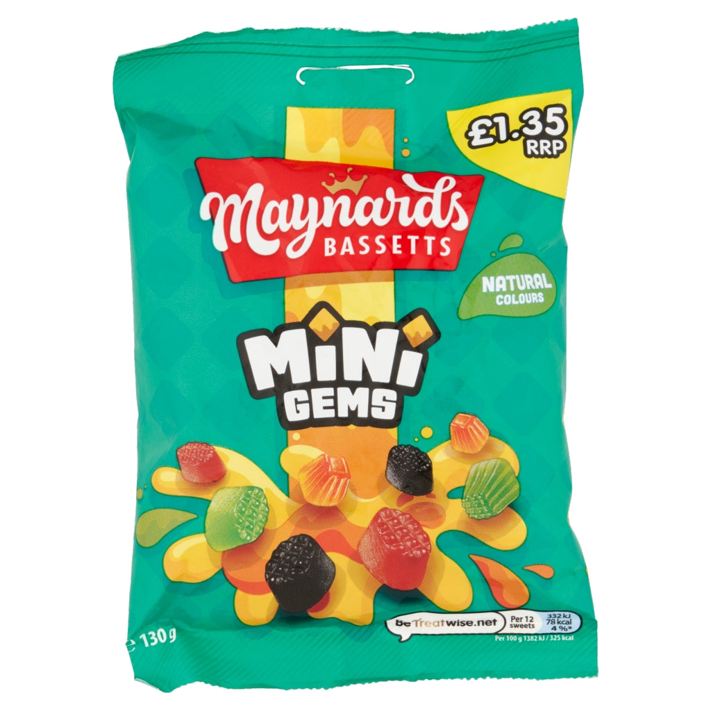 Maynards Bassetts Mini Gems Pm £1.35 130g