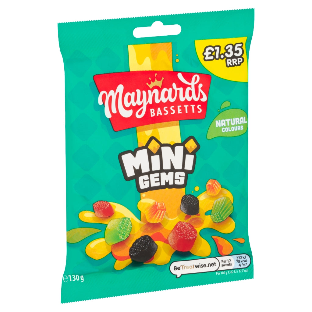 Maynards Bassetts Mini Gems Pm £1.35 130g