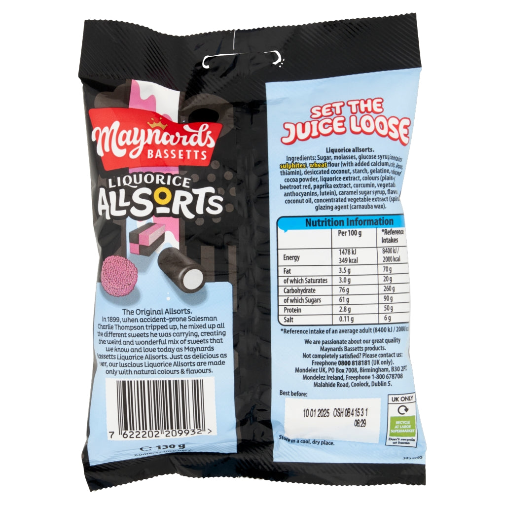 Maynards Bassetts Liquorice Allsorts Pm £1.35 130g
