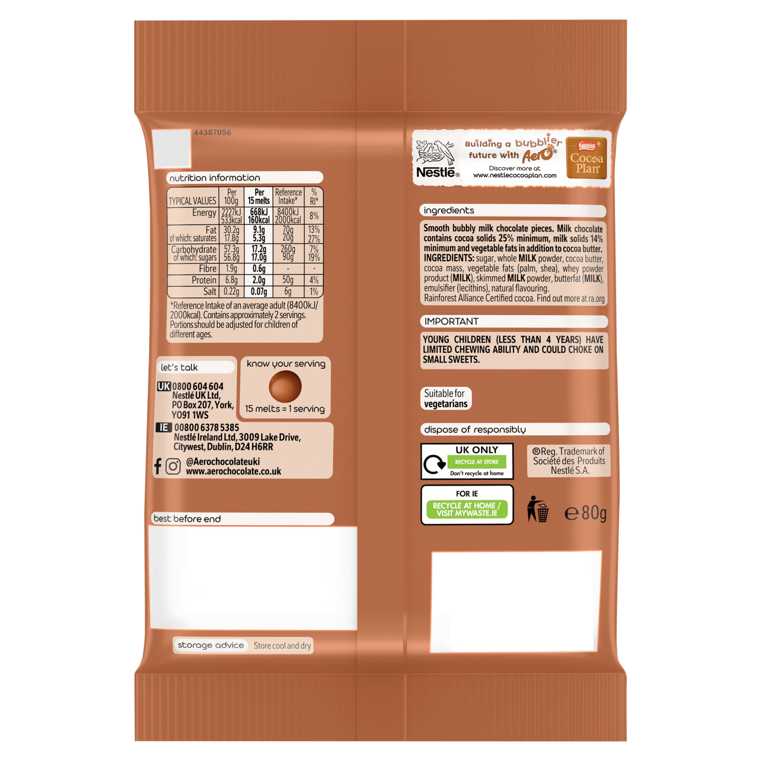 Aero Chocolate Melts 80g - UK Food & Drink - 8445291528307