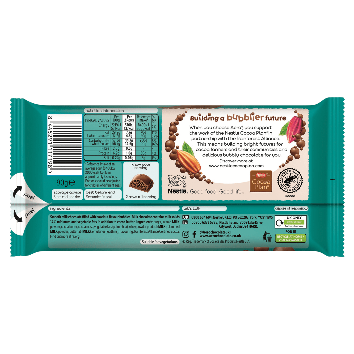 Aero Hazelnut Flavour Choco 90g - UK Food & Drink - 8445291117198