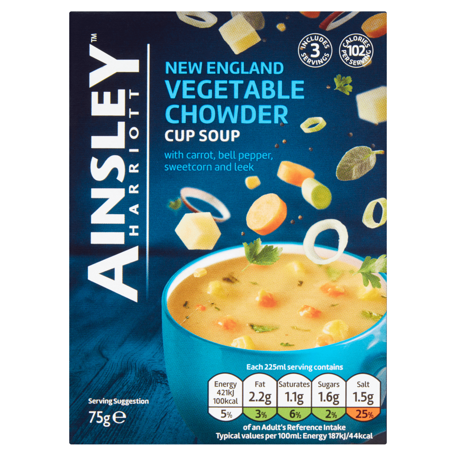Ainsley Harriott New England Vegetable Chowder Cup Soup 75g - UK Food & Drink - 5050665028395