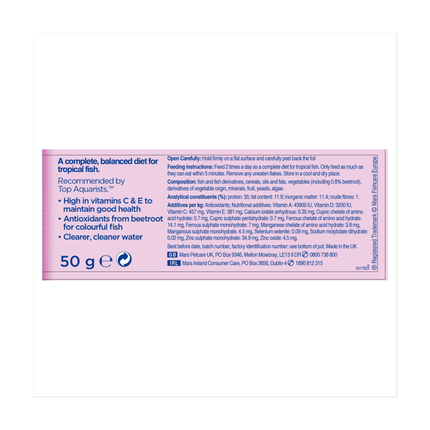 Aquarian Tropical Fish Food Flakes 50g - UK Food & Drink - 5010394996761