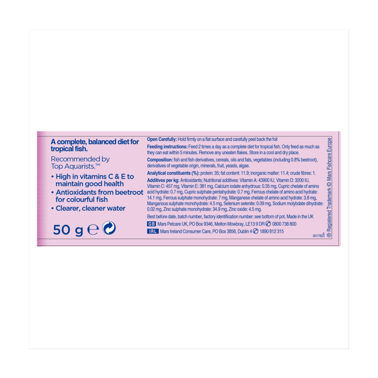 Aquarian Tropical Fish Food Flakes 50g - UK Food & Drink - 5010394996761