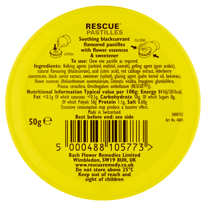 Bach Rescue Soothing Pastilles Blackcurrant Flavour 50g - UK Food & Drink - 5000488105773