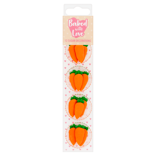 Baked with Love 12 Carrots Sugar Decorations - UK Food & Drink - 5015462186945