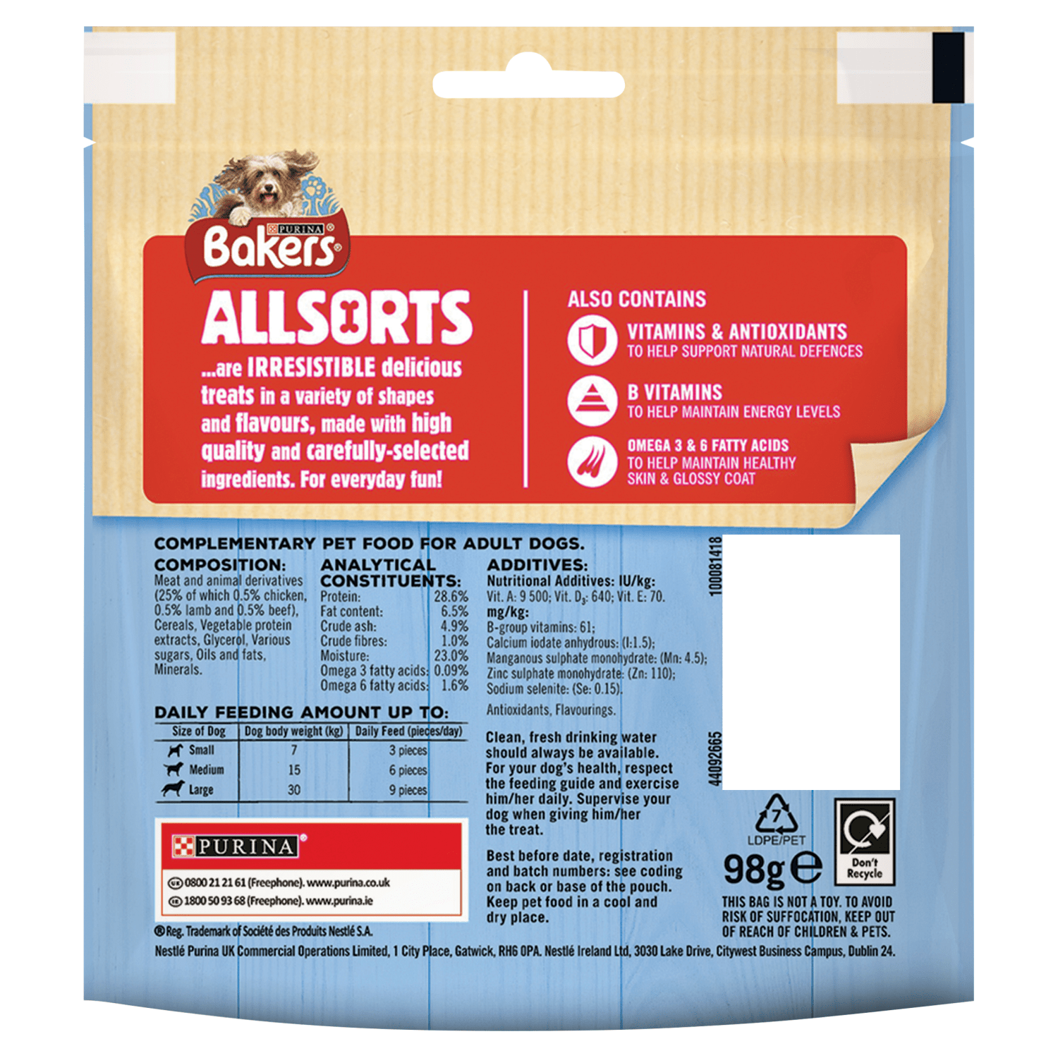 Bakers Allsorts Dog Treats with Chicken, Beef & Lamb 98g - UK Food & Drink - 7613034753854