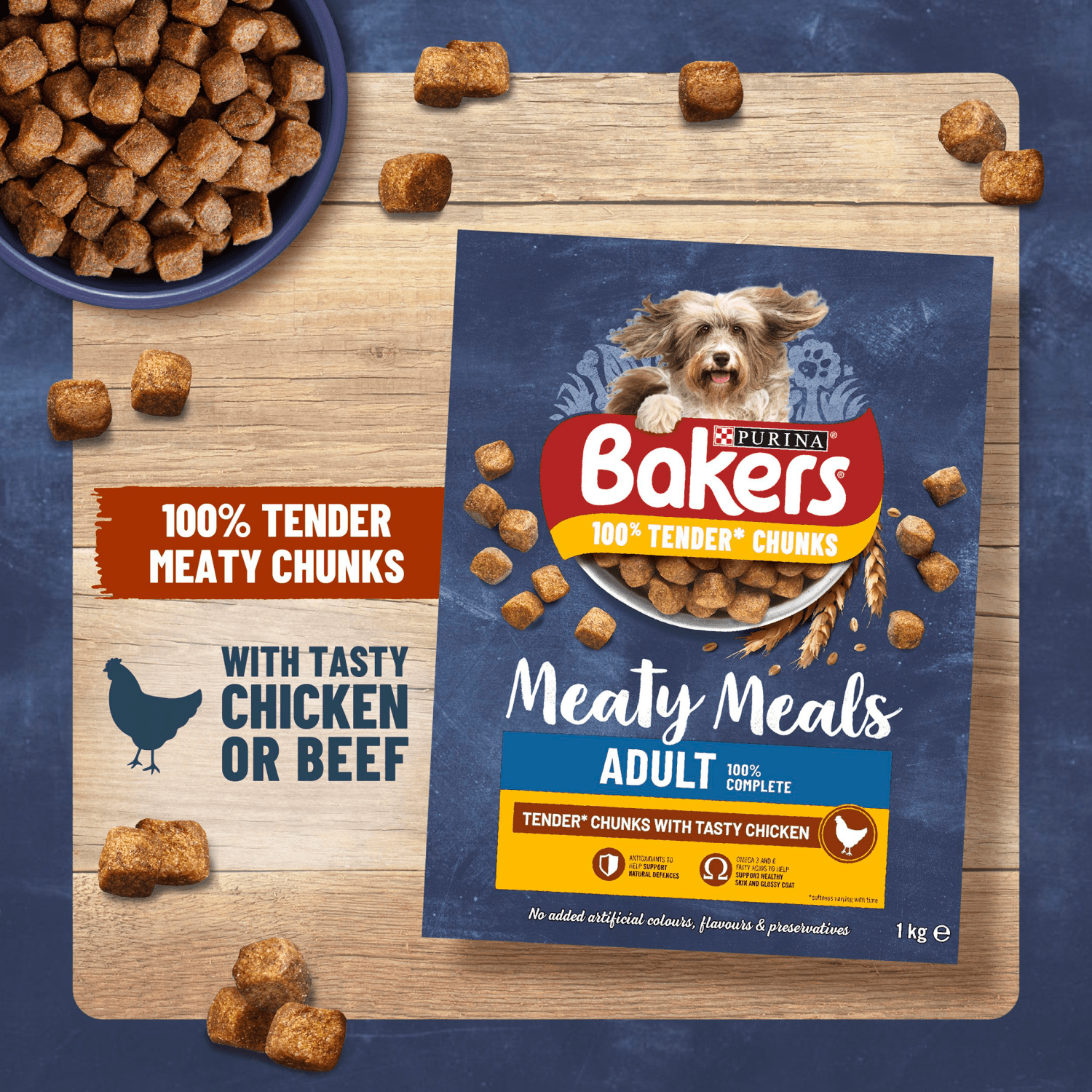 Bakers Meaty Meals Adult Dog Food with Chicken 1kg - UK Food & Drink - 7613033401121