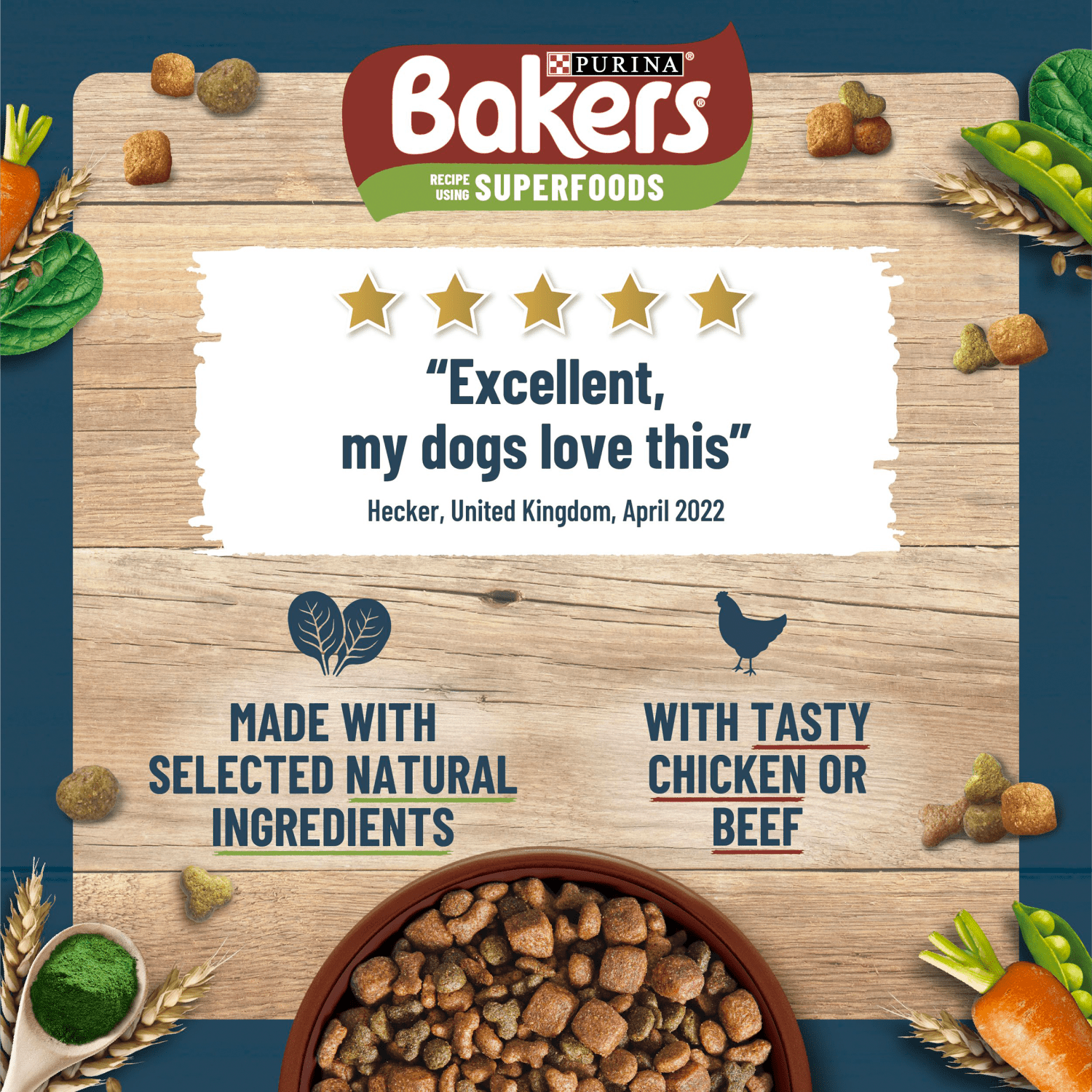 Bakers Small Dog with Tasty Chicken & Country Vegetables 1.1kg - UK Food & Drink - 7613036288477