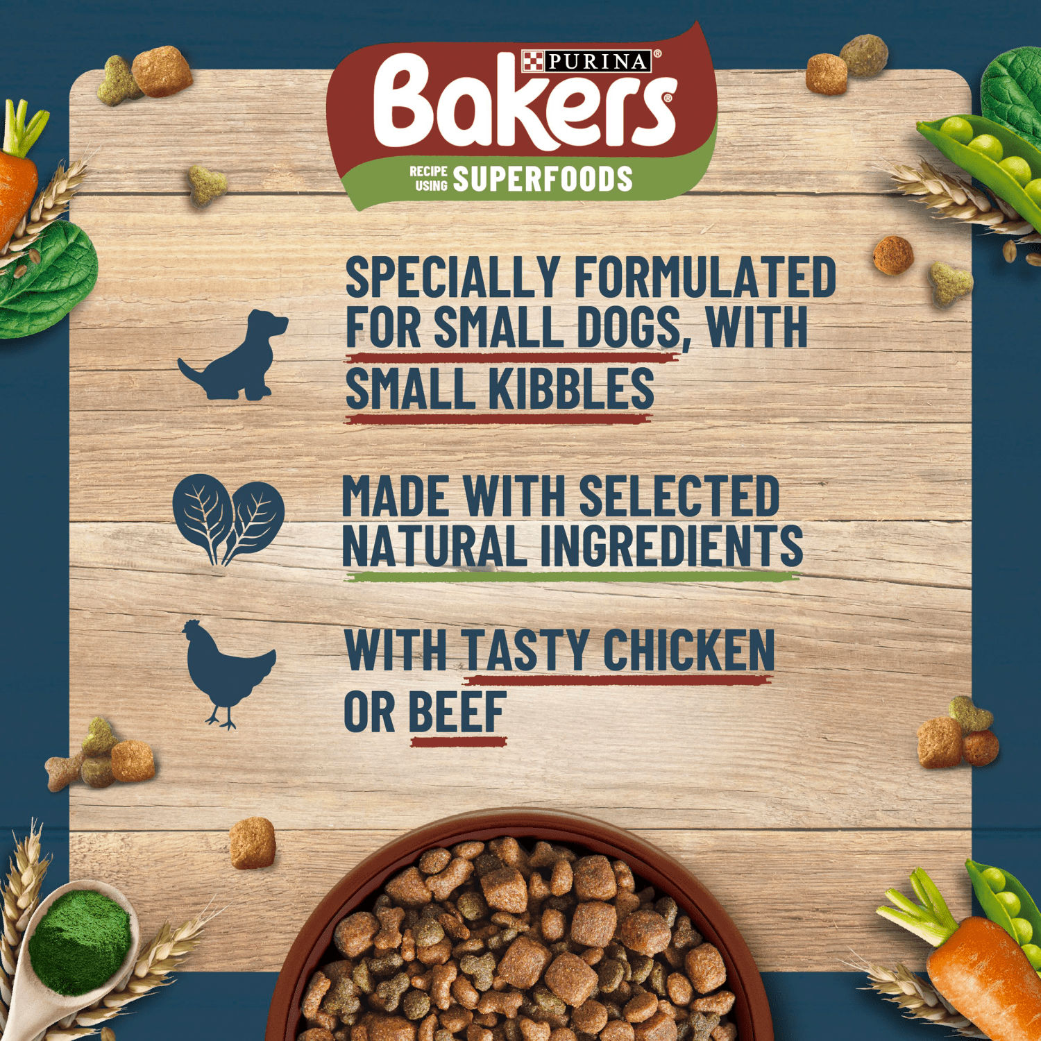 Bakers Small Dog with Tasty Chicken & Country Vegetables 1.1kg - UK Food & Drink - 7613036288477