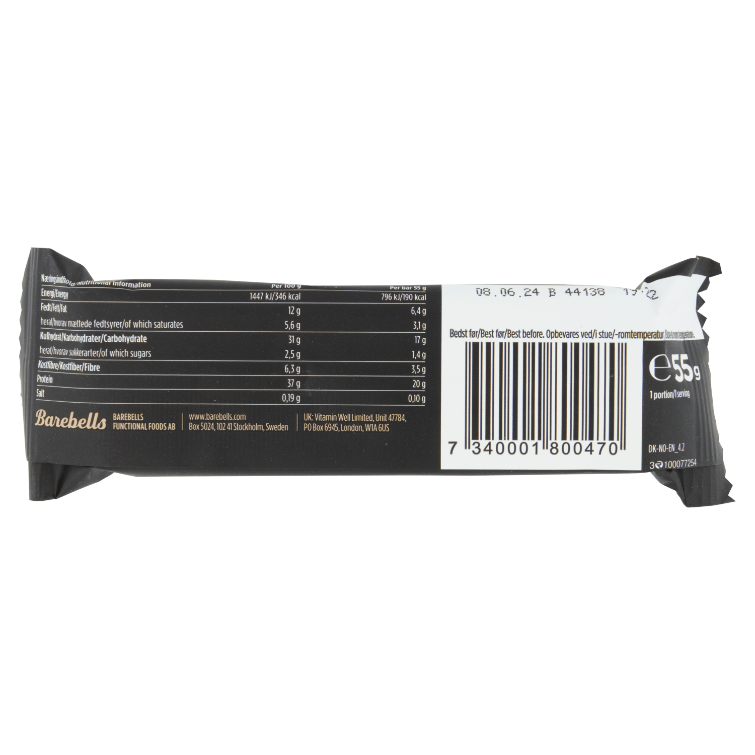 Barebells Protein Bar Cookies & Cream 55g - UK Food & Drink - 7340001800470