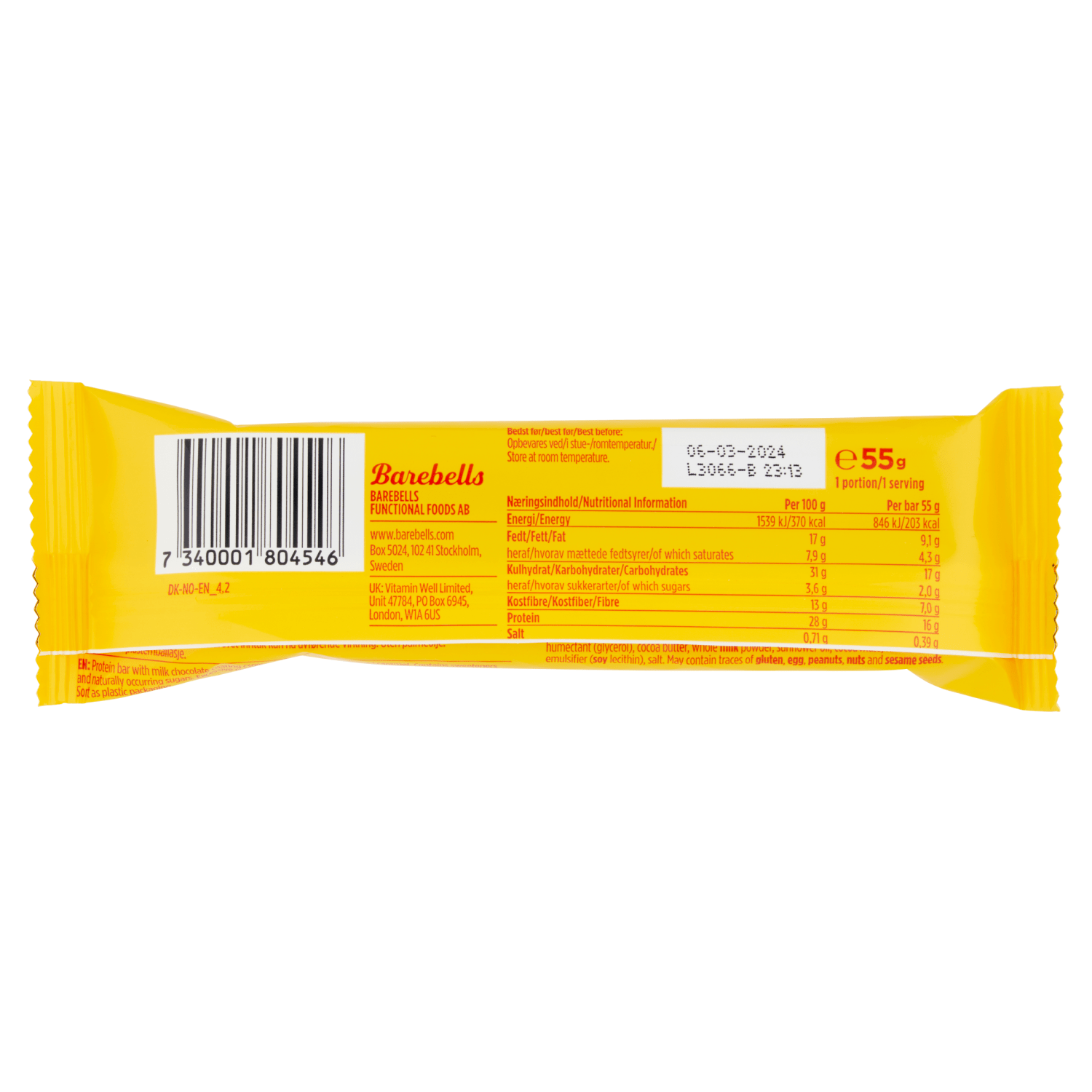 Barebells Soft Protein Bar Caramel Choco 55g - UK Food & Drink - 7340001804546