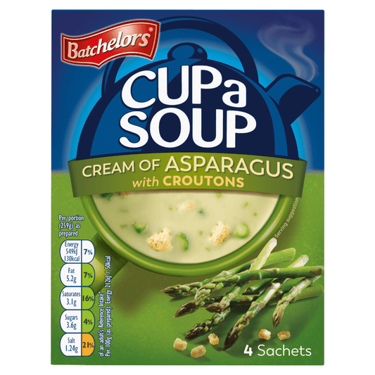 Batchelors Cup a Soup Cream of Asparagus with Croutons 4 Sachets 117g - UK Food & Drink - 5000175409061