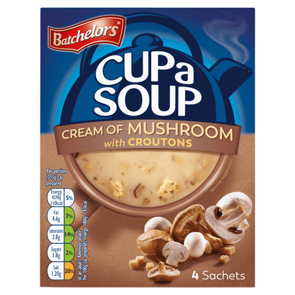 Batchelors Cup a Soup Cream of Mushroom with Croutons 4 Sachets 99g - UK Food & Drink - 5000175409030