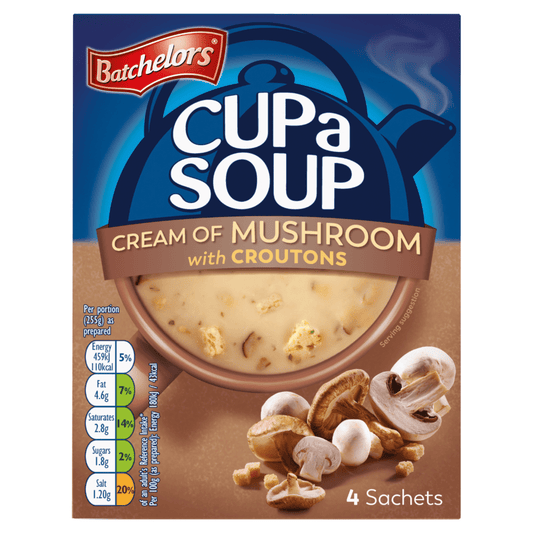 Batchelors Cup a Soup Cream of Mushroom with Croutons 4 Sachets 99g - UK Food & Drink - 5000175409030