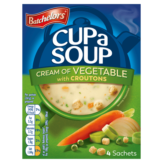 Batchelors Cup a Soup Cream of Vegetable with Croutons 4 Sachets 122g - UK Food & Drink - 5000175409078